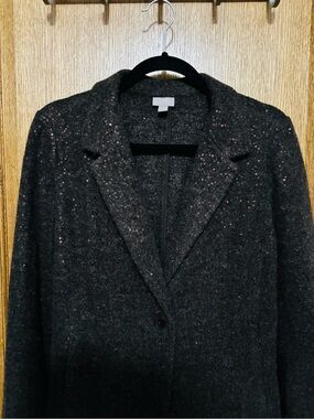 Vintage J. Jill Brown Sequin Blazer Jacket Subtle Shimmer Textured Size L